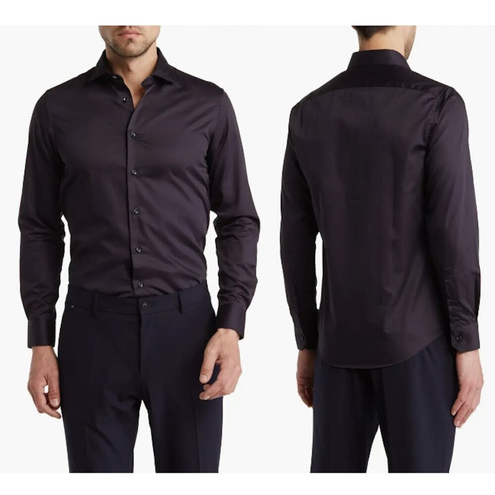 NWT New Cavalli Class Black Comfort Fit Cotton Dress Shirt Size 16.5